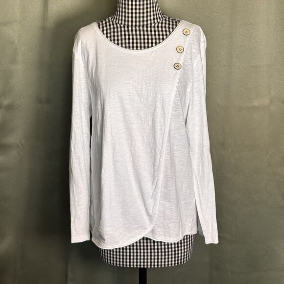 Habitat Clothes to Live In Artsy Lagenlook Top 100% Cotton Knit White Size Small - Picture 1 of 8